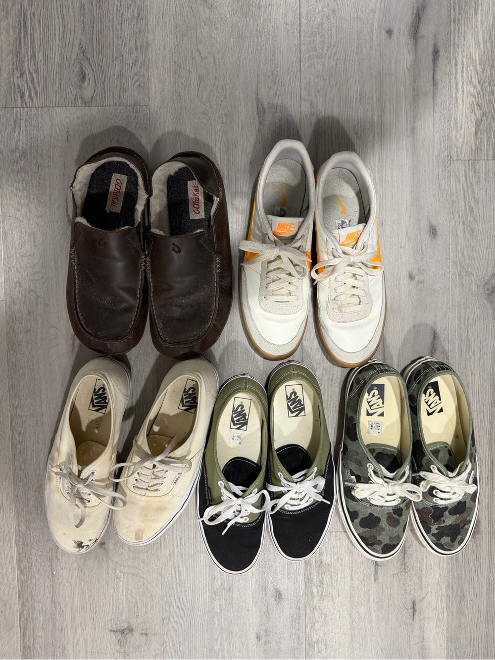Vans Classic Low-Top Sneakers in Black, Olive, Camo, and White